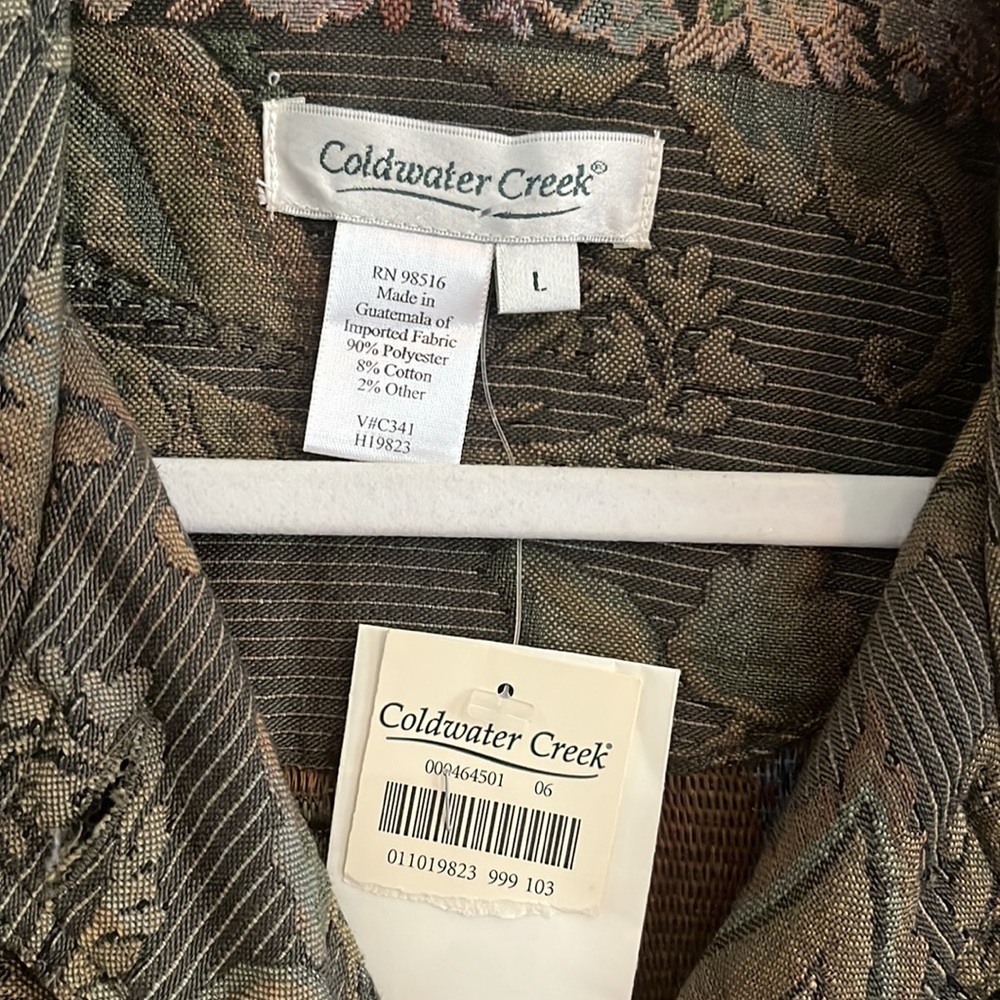 Coldwater Creek Tapestry Jacket Paisley Green Floral Autumn Winter Earthy Boho L - Picture 3 of 5